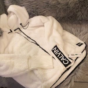 NWT CK Performance Fleece Cream Hoodie